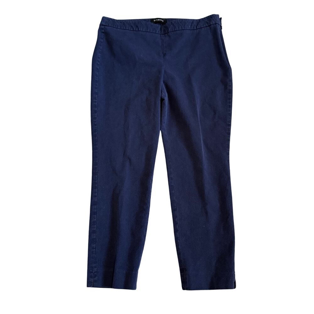 Talbots Pants Womens Size 12P PETITE Chatham Ankle Navy Blue Side Zip Casual